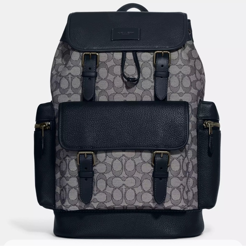 Black Coach Sprint Backpack In Signature Jacquard